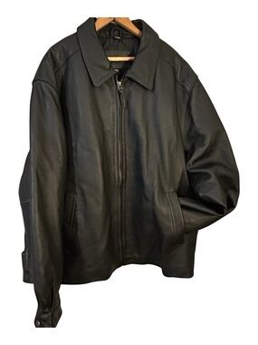 St. John's Bay Black Leather Bomber-Style Jacket